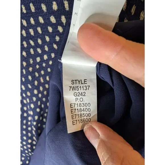 Lucky Brand Navy Polka Dot Layered Top Sweater Tank Twofer Medium Casual - Picture 6 of 8